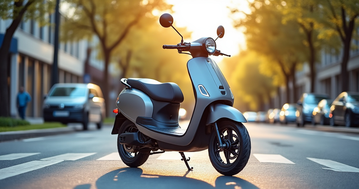 Günstiger E-Scooter auf Radweg