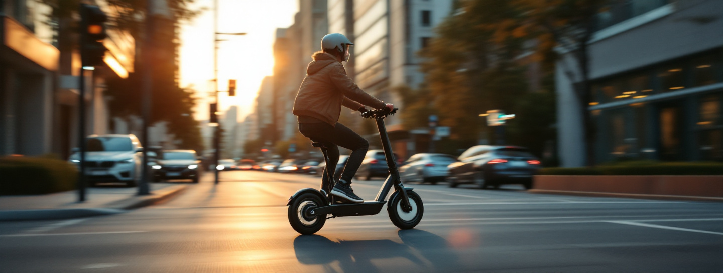 Moderner E-Scooter auf städtischem Radweg